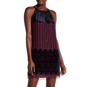 Max studio purple and black velvet swing dress
